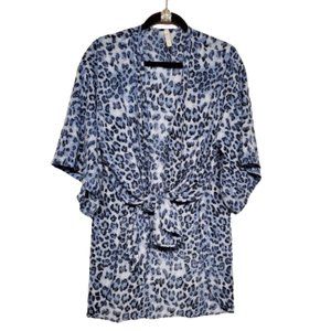 MTS Blue Leopard Print Kimono. Size: Med